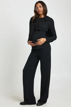 Cardigan Boutonné en Maille Douce de Maternité & Pantalon Large