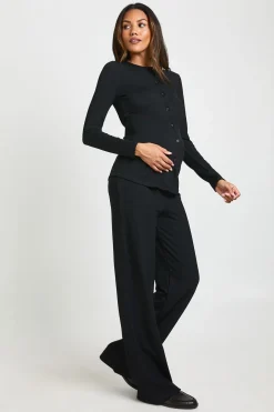 Cardigan Boutonné en Maille Douce de Maternité & Pantalon Large