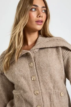 boohoo Cardigan boutonné en maille épaisse à col oversize détaillé<Femme Pulls Et Gilets|Toutes Les Mailles