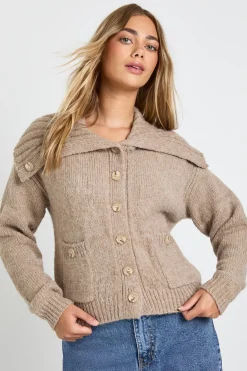 boohoo Cardigan boutonné en maille épaisse à col oversize détaillé<Femme Pulls Et Gilets|Toutes Les Mailles