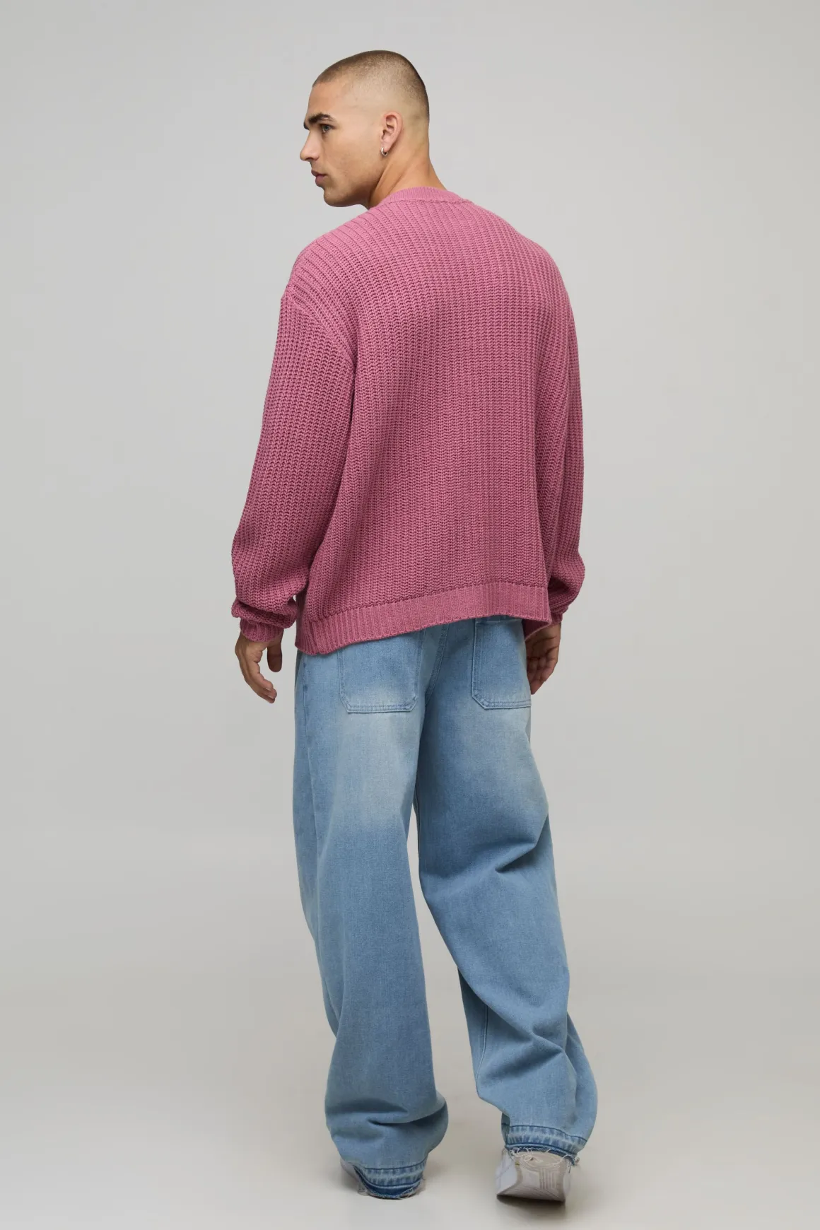 Cardigan boutonné en tricot à côtes de pêcheur surdimensionné
