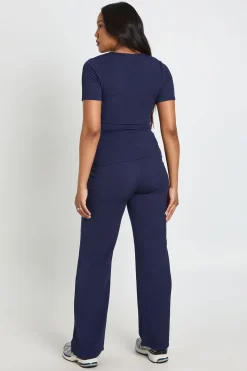 Cardigan Boutonné Et Pantalon Large En Maille Douce De Maternité