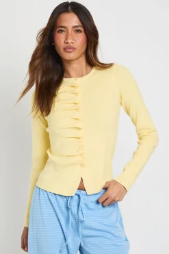 Cardigan Boutonné À Patte À Volants
