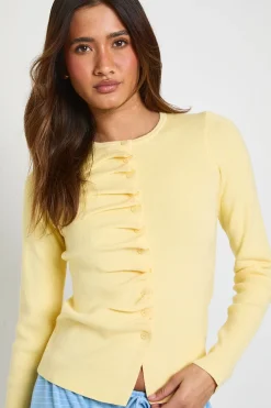 Cardigan Boutonné À Patte À Volants