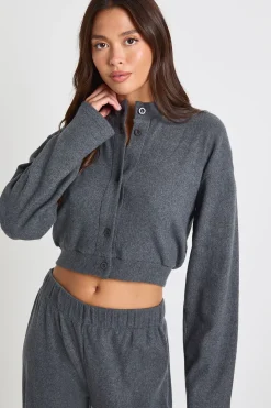 boohoo Cardigan boxy à côtes brossées et pantalon assorti<Femme Ensembles