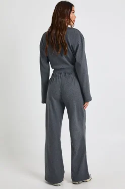 boohoo Cardigan boxy à côtes brossées et pantalon assorti<Femme Ensembles