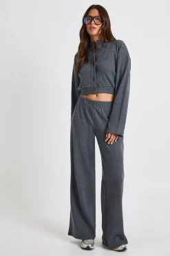 boohoo Cardigan boxy à côtes brossées et pantalon assorti<Femme Ensembles