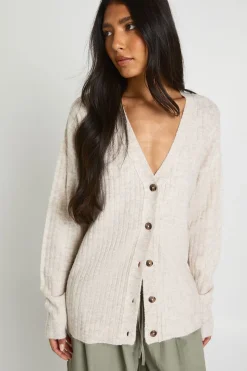 Cardigan Boyfriend Côtelé Long