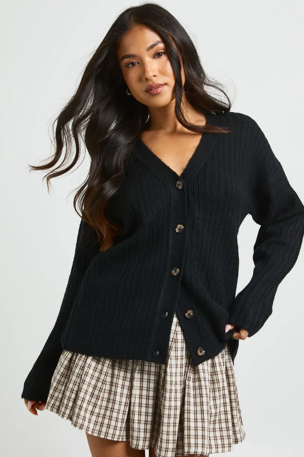 boohoo Cardigan Boyfriend Côtelé Petite<Femme Pulls Et Gilets|Toutes Les Mailles