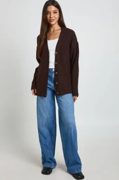 Cardigan Boyfriend En Maille Côtelée