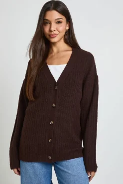 Cardigan Boyfriend En Maille Côtelée
