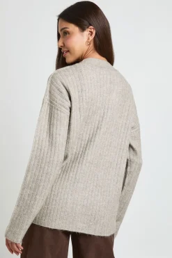 Cardigan Boyfriend En Maille Côtelée