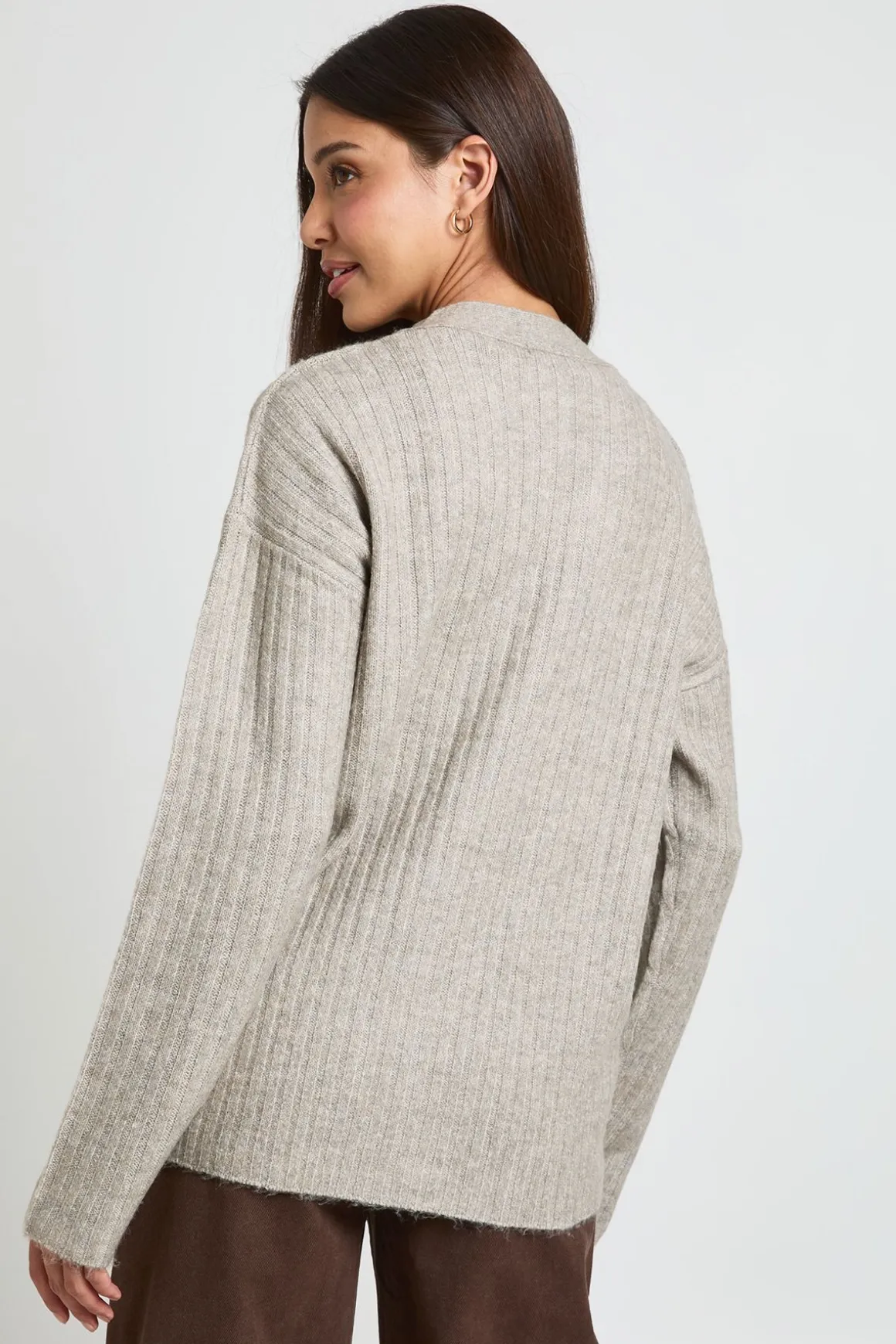 Cardigan Boyfriend En Maille Côtelée