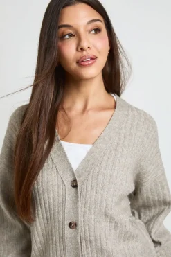 Cardigan Boyfriend En Maille Côtelée