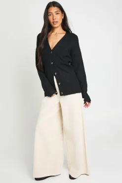 Cardigan Boyfriend Long Côtelé Pour Grandes Tailles