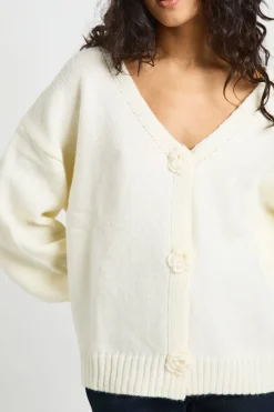 Cardigan boyfriend oversize avec corsage floral