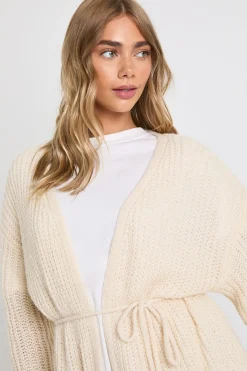 boohoo Cardigan boyfriend oversize en maille douce à nouer à la taille<Femme Pulls Et Gilets|Toutes Les Mailles