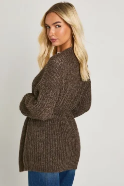 Cardigan boyfriend oversize en maille douce à nouer à la taille
