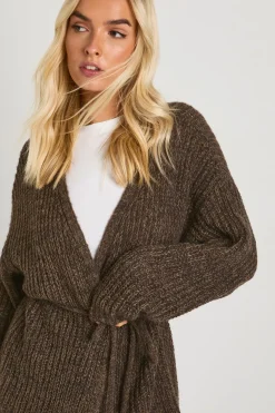 Cardigan boyfriend oversize en maille douce à nouer à la taille