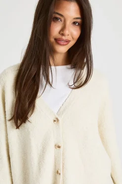 Cardigan boyfriend oversize en tricot bouclé