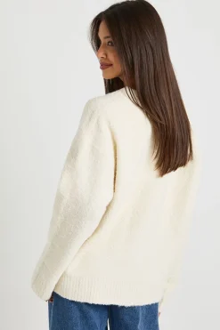 Cardigan boyfriend oversize en tricot bouclé