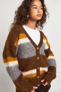 Cardigan boyfriend oversize en maille brossée épaisse