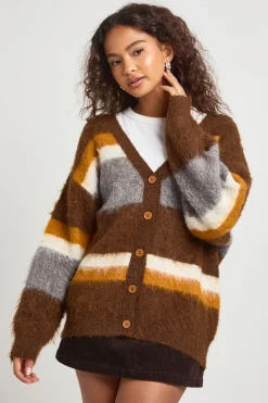 Cardigan boyfriend oversize en maille brossée épaisse