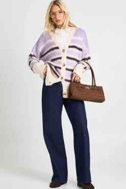 Cardigan boyfriend oversize ultra doux avec détail de col boutonné
