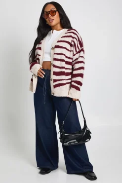boohoo Cardigan Boyfriend Oversize En Maille Imprimée Grande Taille<Femme Pulls Et Gilets|Toutes Les Mailles