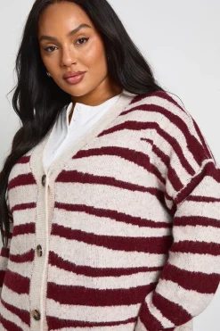 boohoo Cardigan Boyfriend Oversize En Maille Imprimée Grande Taille<Femme Pulls Et Gilets|Toutes Les Mailles