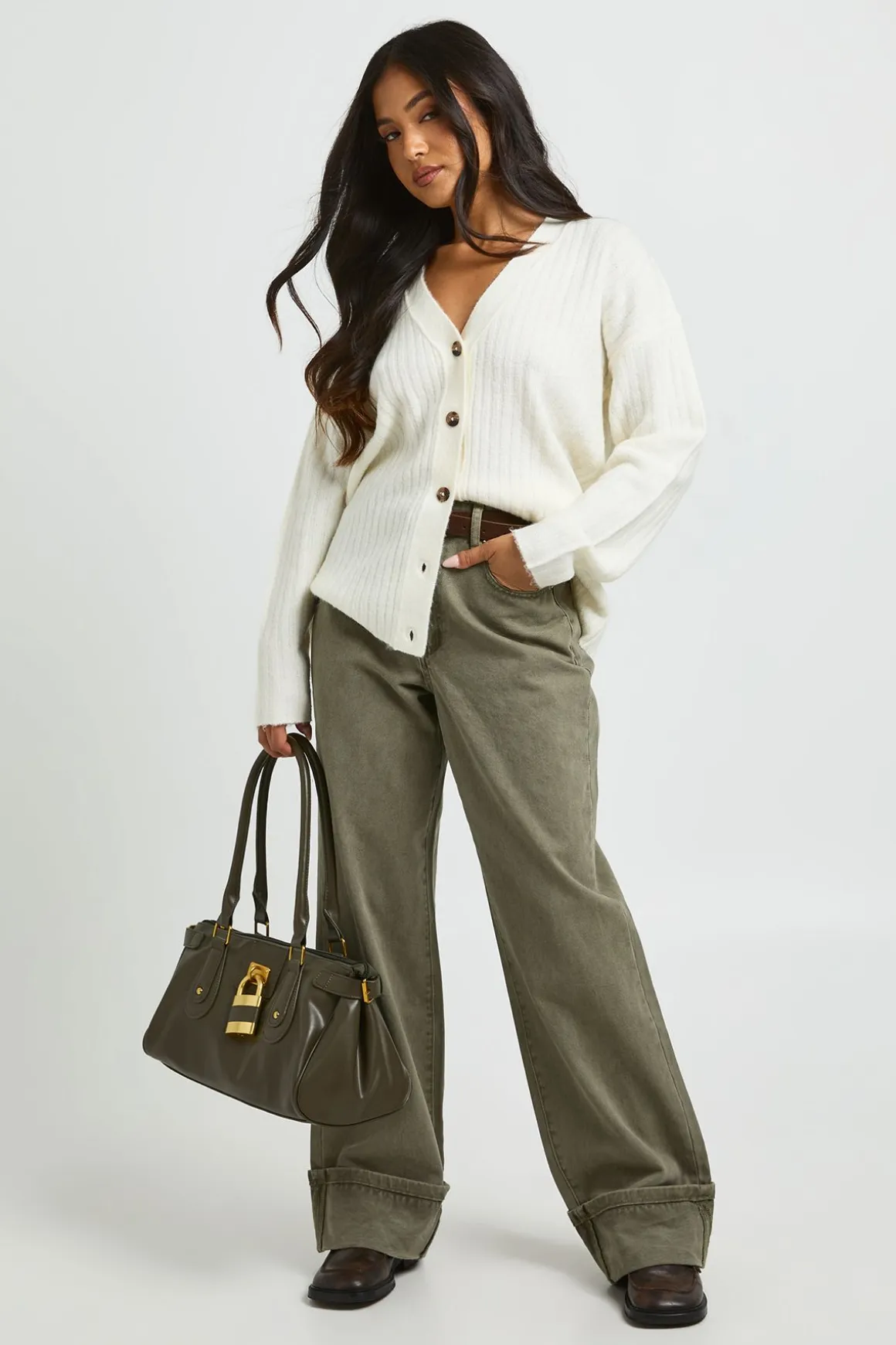 Cardigan Boyfriend Petite En Maille Côtelée