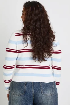 boohoo Cardigan à col additionnel rayé, encolure ras-du-cou<Femme Pulls Et Gilets|Toutes Les Mailles