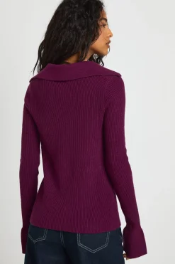 Cardigan à col en maille côtelée épaisse