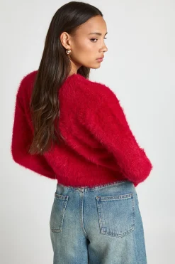 boohoo Cardigan à col montant en maille à effet cils super douce<Femme Pulls Et Gilets|Toutes Les Mailles