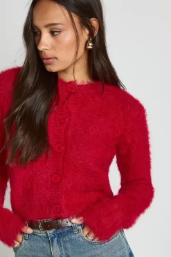 boohoo Cardigan à col montant en maille à effet cils super douce<Femme Pulls Et Gilets|Toutes Les Mailles