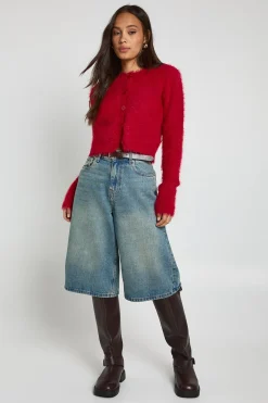 boohoo Cardigan à col montant en maille à effet cils super douce<Femme Pulls Et Gilets|Toutes Les Mailles