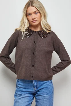 Cardigan à Col Pailleté