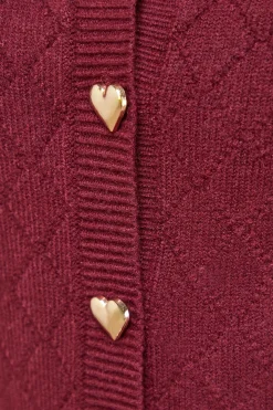 Cardigan Col Rond à Boutons Cœur