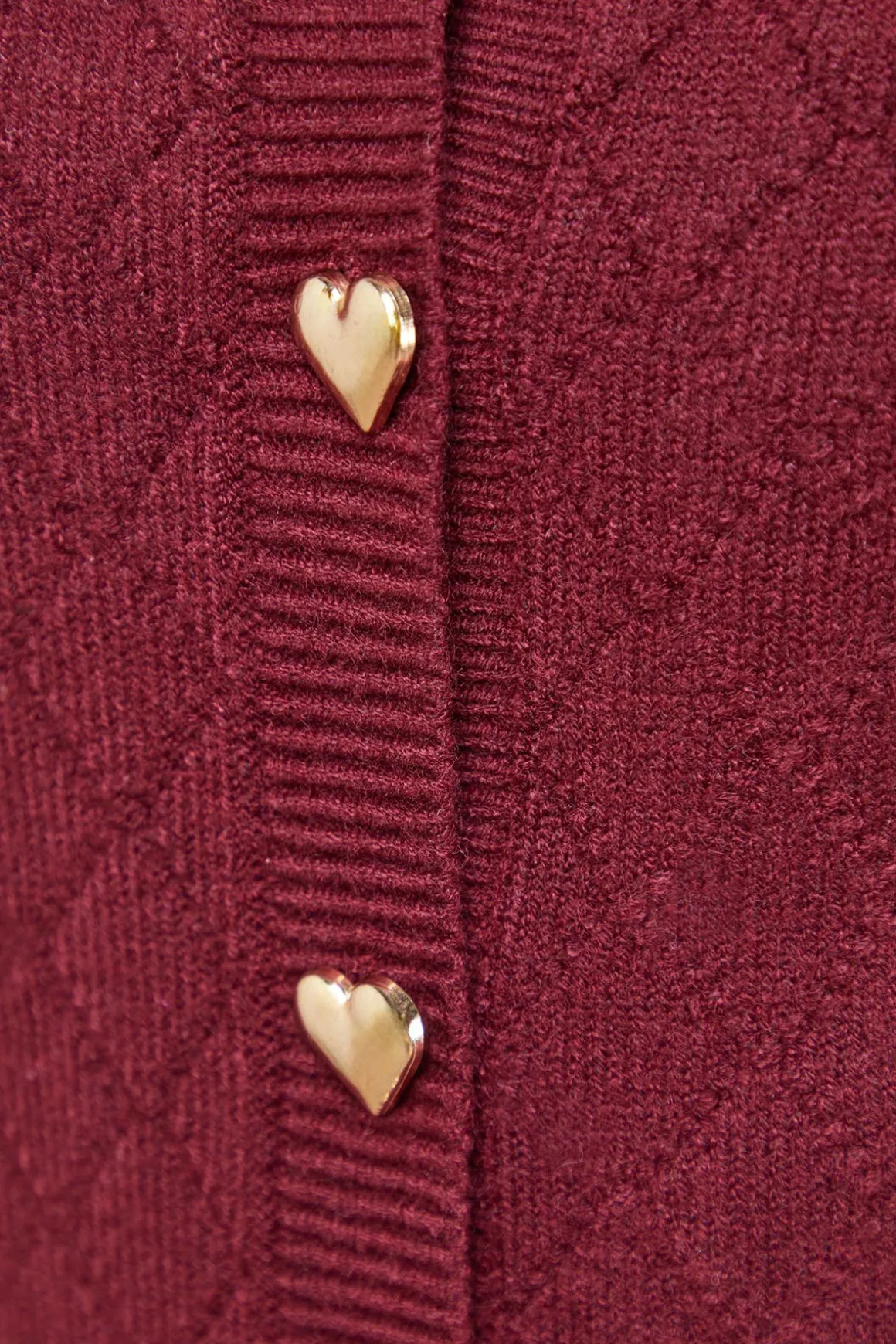 Cardigan Col Rond à Boutons Cœur