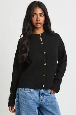 Cardigan Col Rond À Boutons Dorés