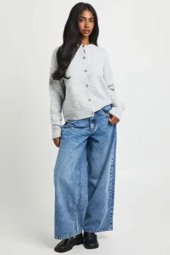 Cardigan Col Rond À Boutons Dorés