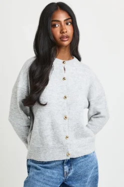 Cardigan Col Rond À Boutons Dorés