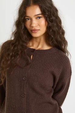 Cardigan à col rond tricoté en grosse maille ultra doux