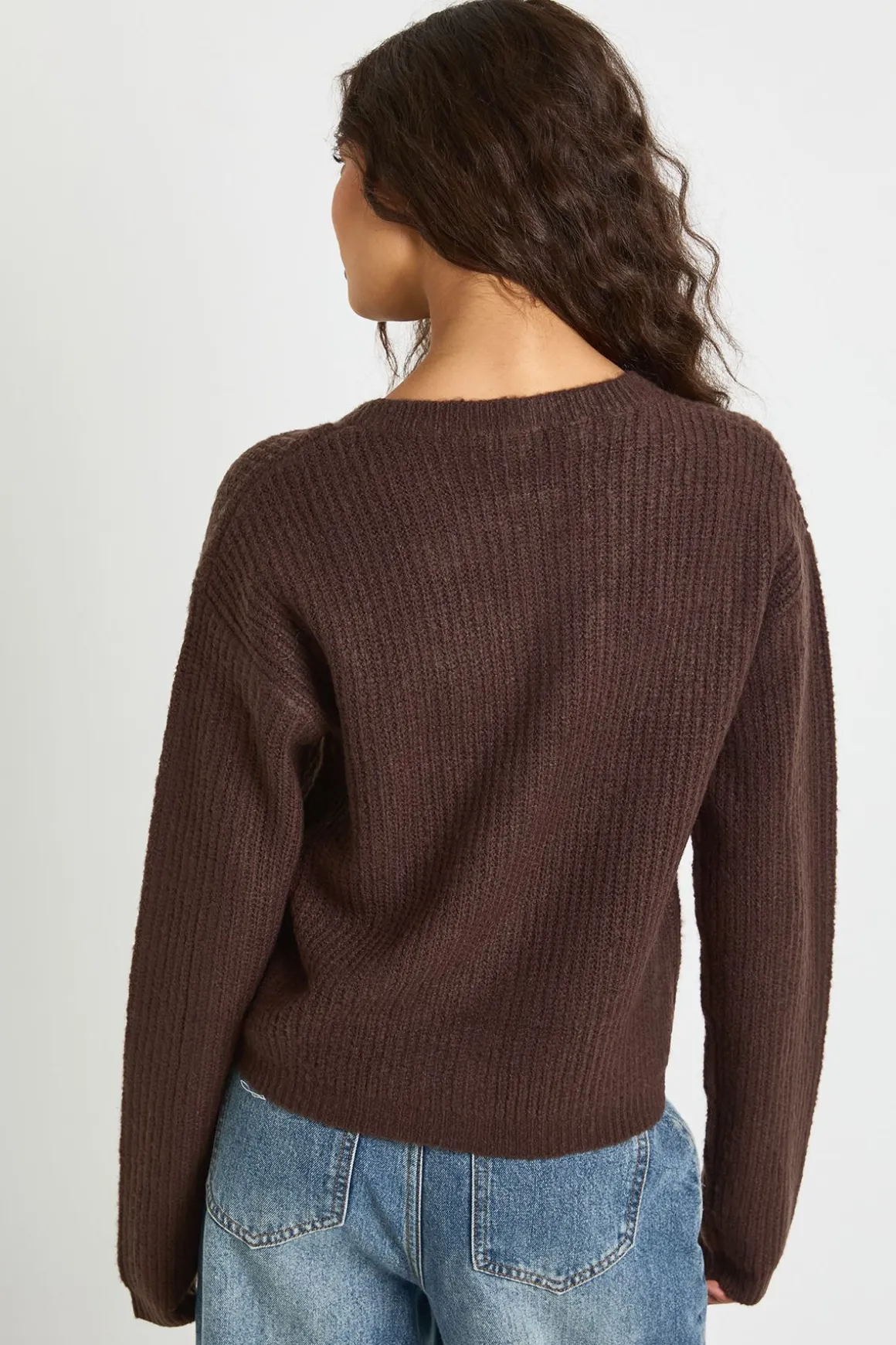Cardigan à col rond tricoté en grosse maille ultra doux