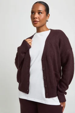 Cardigan Col V En Maille Douce Avec Détail Poches Grande Taille