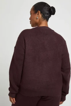 Cardigan Col V En Maille Douce Avec Détail Poches Grande Taille