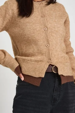 Cardigan Court En Maille À Double Épaisseur Avec Boutonnage Intégral Petite