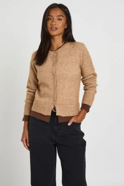 Cardigan Court En Maille À Double Épaisseur Avec Boutonnage Intégral Petite