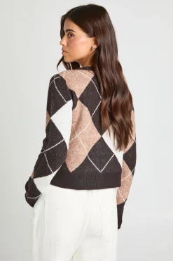 Cardigan Court En Maille À Motif Argyle