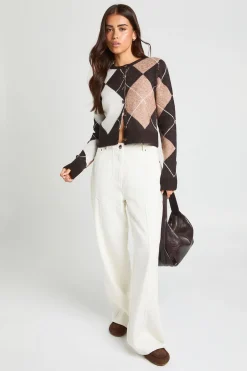 Cardigan Court En Maille À Motif Argyle